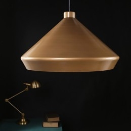 Lampadario a sospensione retrò industriale americano in ottone antico