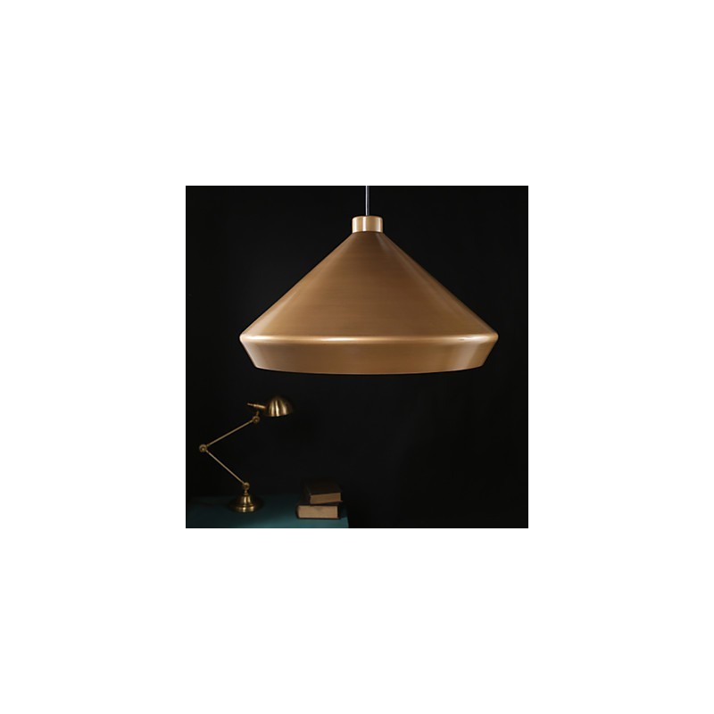 Lampadario a sospensione retrò industriale americano in ottone antico