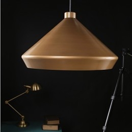 Lampadario a sospensione retrò industriale americano in ottone antico