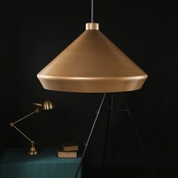 Lampadario a sospensione retrò industriale americano in ottone antico