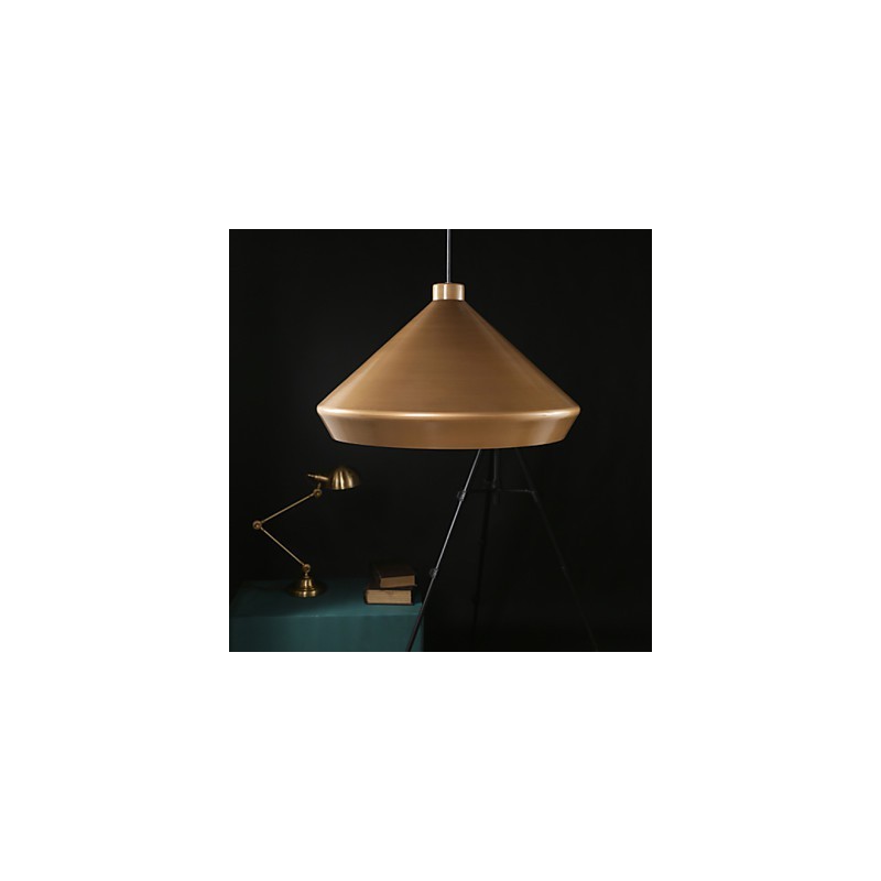Lampadario a sospensione retrò industriale americano in ottone antico