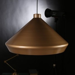 Lampadario a sospensione retrò industriale americano in ottone antico