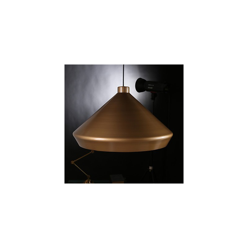 Lampadario a sospensione retrò industriale americano in ottone antico