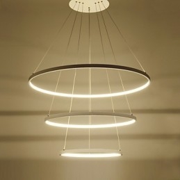 Lampada a sospensione LED moderna a 3 anelli bianca 80+60+40 cm
