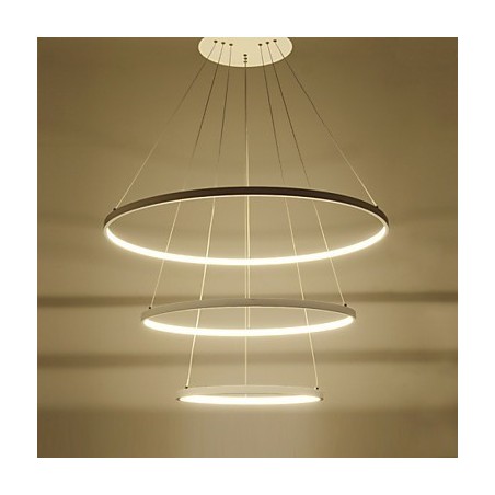 Lampada a sospensione LED moderna a 3 anelli bianca 80+60+40 cm