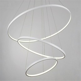 Lampada a sospensione LED moderna a 3 anelli bianca 80+60+40 cm