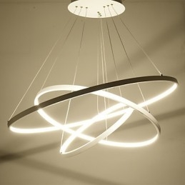 Lampada a sospensione LED moderna a 3 anelli bianca 80+60+40 cm