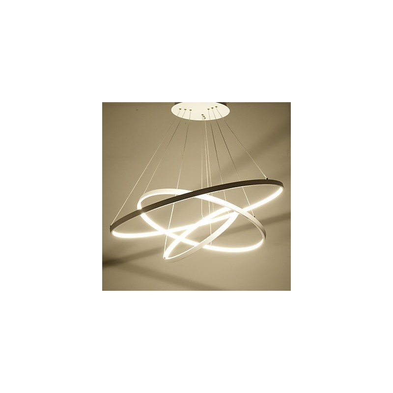 Lampada a sospensione LED moderna a 3 anelli bianca 80+60+40 cm