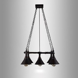 Lampada a sospensione retrò in metallo 5 luci E26/E27 regolabile 600 mm