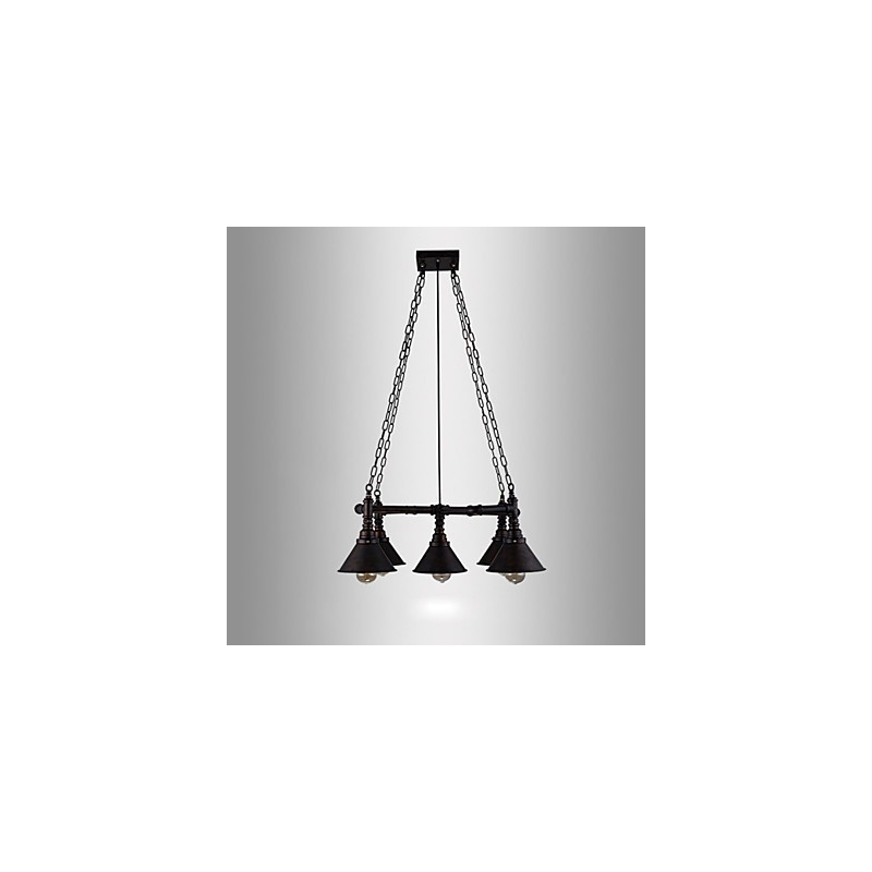Lampada a sospensione retrò in metallo 5 luci E26/E27 regolabile 600 mm