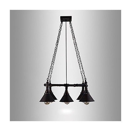 Lampada a sospensione retrò in metallo 5 luci E26/E27 regolabile 600 mm