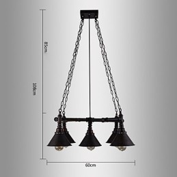 Lampada a sospensione retrò in metallo 5 luci E26/E27 regolabile 600 mm