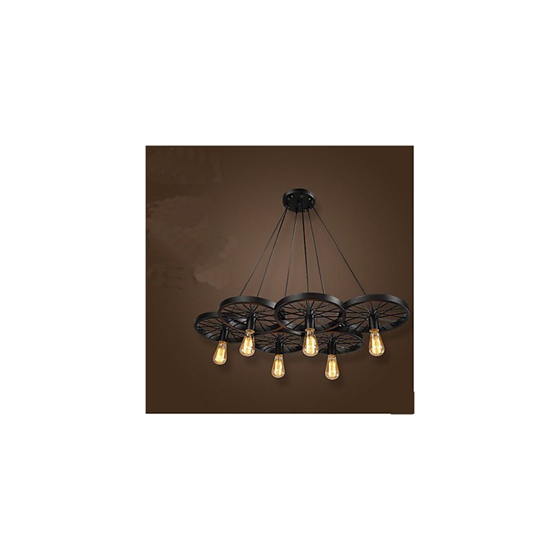 Lampada a sospensione nera in metallo stile retrò mini 3 luci E26/E27