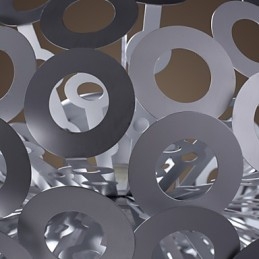 Lampada a sospensione moderna con paralume circolare in metallo argento anodizzato
