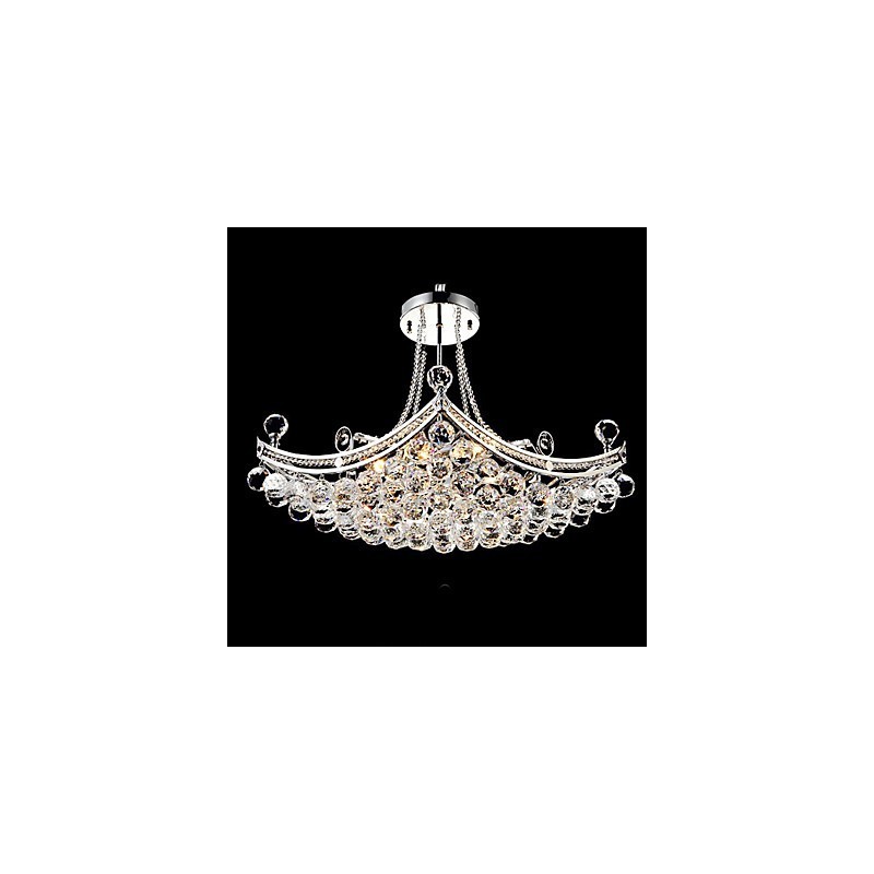 Lampada a sospensione moderna in metallo galvanizzato e cristallo, argento, 45 cm