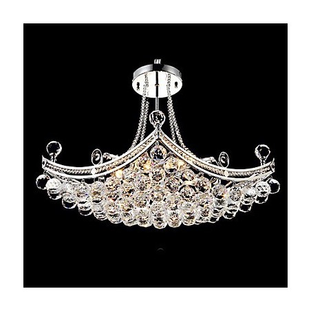 Lampada a sospensione moderna in metallo galvanizzato e cristallo, argento, 45 cm