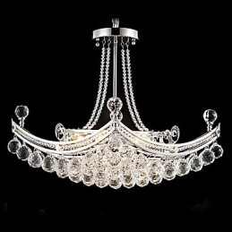 Lampada a sospensione moderna in metallo galvanizzato e cristallo, argento, 45 cm