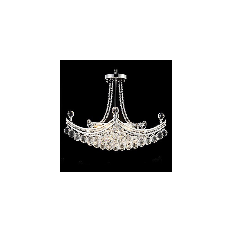 Lampada a sospensione moderna in metallo galvanizzato e cristallo, argento, 45 cm