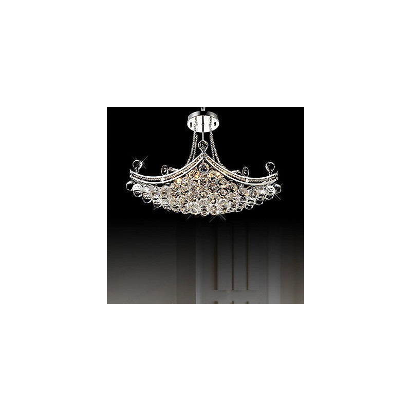 Lampada a sospensione moderna in metallo galvanizzato e cristallo, argento, 45 cm