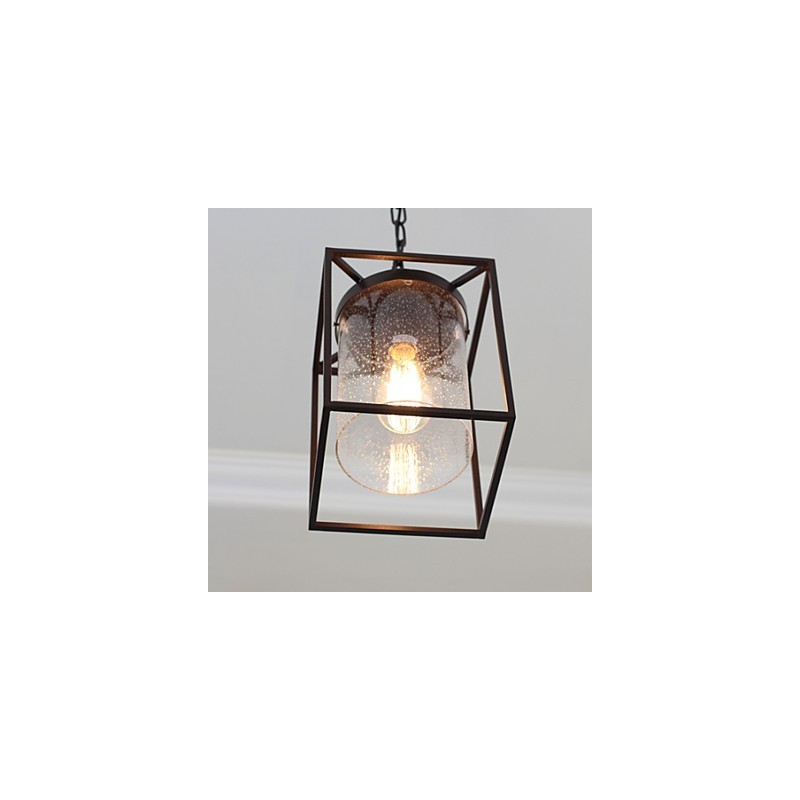 Lampada a sospensione in vetro stile country nordico nera