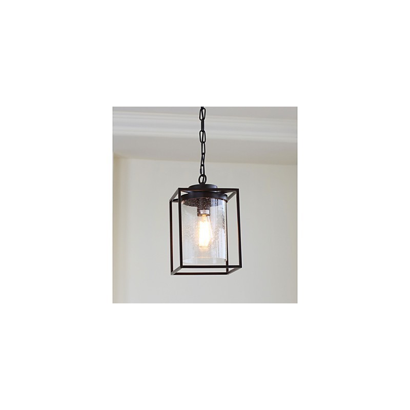 Lampada a sospensione in vetro stile country nordico nera