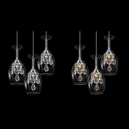 Lampadario a sospensione moderno contemporaneo in metallo argento con 4 LED integrati