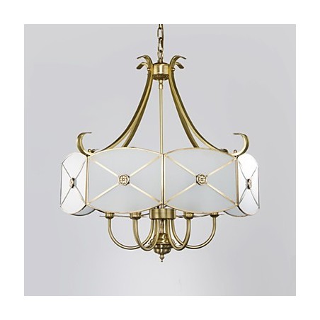 Lampada a sospensione in rame con design decorativo, 7 luci