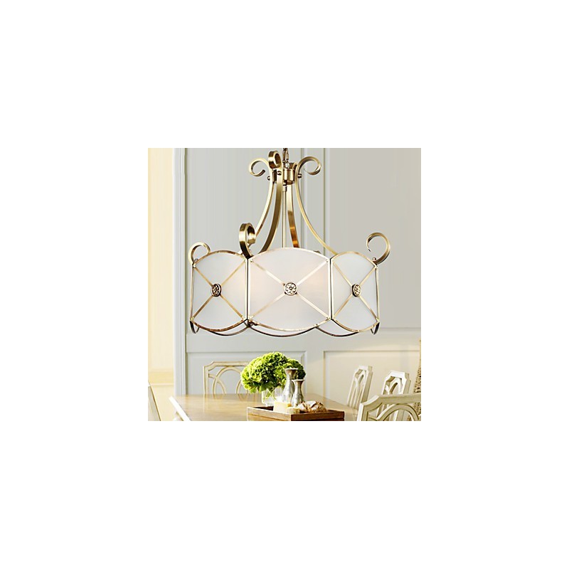 Lampada a sospensione in rame con design decorativo, 7 luci