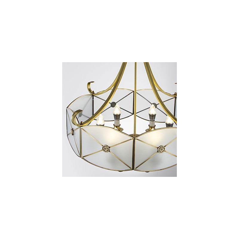 Lampada a sospensione in rame con design decorativo, 7 luci