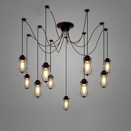 Lampadario a sospensione vintage Edison regolabile 10 luci E26/E27 in metallo