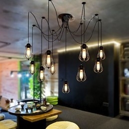 Lampadario a sospensione vintage Edison regolabile 10 luci E26/E27 in metallo