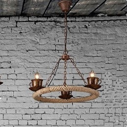 Lampadario a sospensione in ceramica marrone stile country retrò RetroLron Simple3
