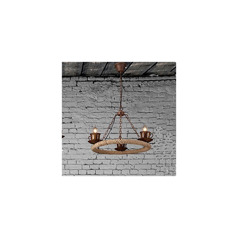 Lampadario a sospensione in ceramica marrone stile country retrò RetroLron Simple3