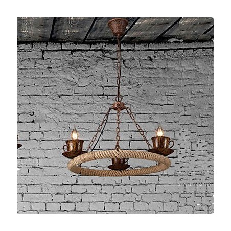 Lampadario a sospensione in ceramica marrone stile country retrò RetroLron Simple3