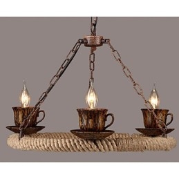 Lampadario a sospensione in ceramica marrone stile country retrò RetroLron Simple3