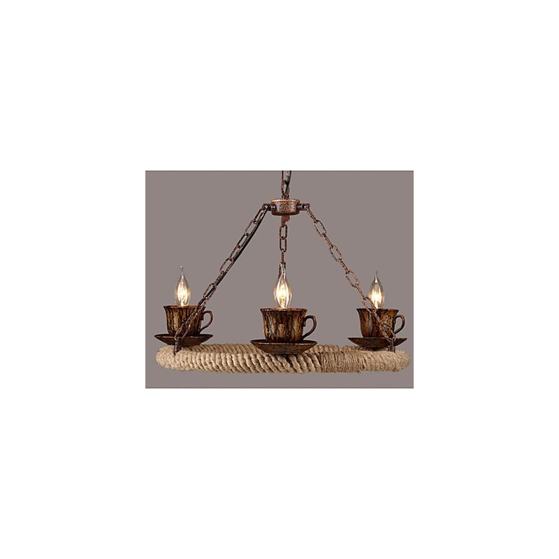 Lampadario a sospensione in ceramica marrone stile country retrò RetroLron Simple3