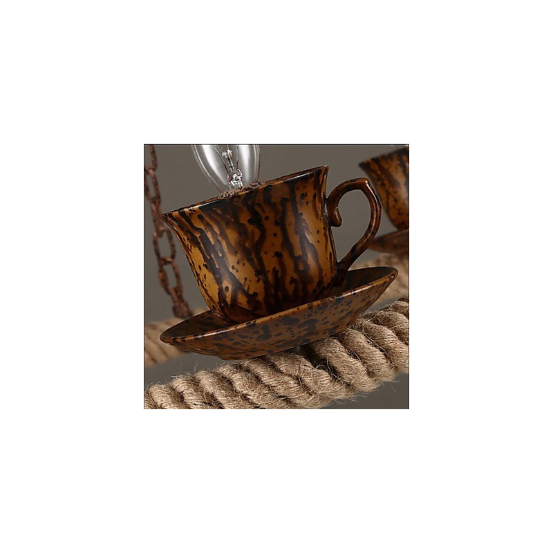 Lampadario a sospensione in ceramica marrone stile country retrò RetroLron Simple3
