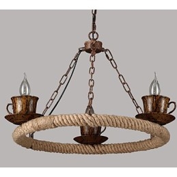 Lampadario a sospensione in ceramica marrone stile country retrò RetroLron Simple3