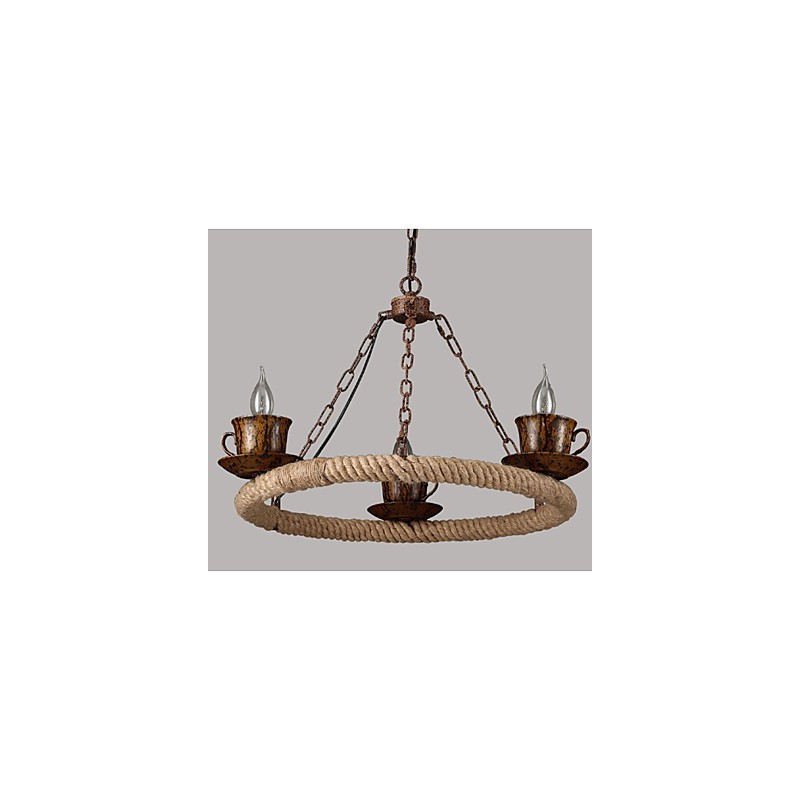 Lampadario a sospensione in ceramica marrone stile country retrò RetroLron Simple3