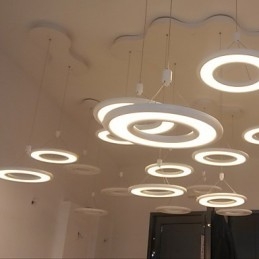 Lampada a sospensione LED integrato 16 W in metallo bianco, regolabile 120 cm