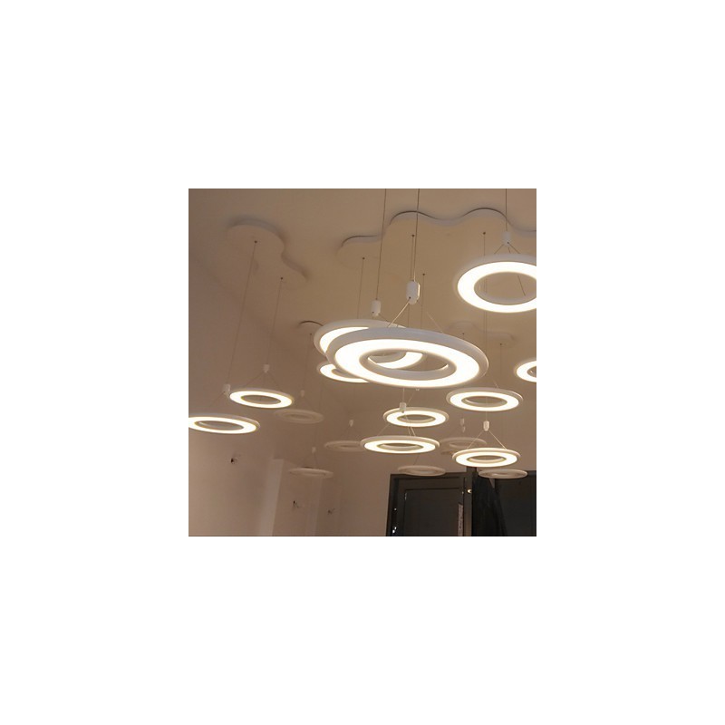Lampada a sospensione LED integrato 16 W in metallo bianco, regolabile 120 cm