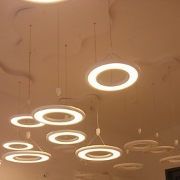 Lampada a sospensione LED integrato 16 W in metallo bianco, regolabile 120 cm