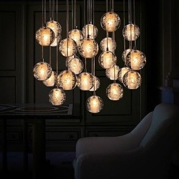 Lampada a sospensione moderna e contemporanea G4 3W cromata in cristallo