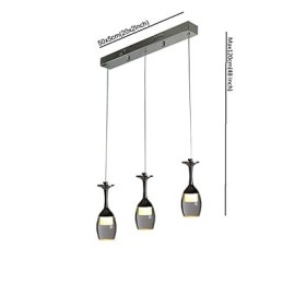 Lampada a sospensione moderna a 3 luci in cromo con piastra posteriore lunga