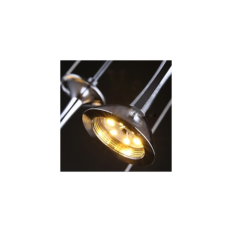 Lampada a sospensione moderna a 3 luci in cromo con piastra posteriore lunga