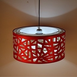 Lampada a sospensione moderna contemporanea in metallo e tessuto