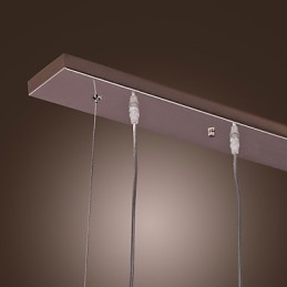 Lampada a sospensione moderna in metallo argentato con cristalli, paralume nero, 100 cm