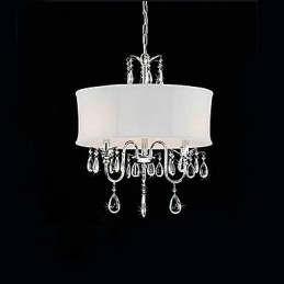 Lampada a sospensione in metallo elettroplaccato mini con paralume in tessuto 60x45 cm