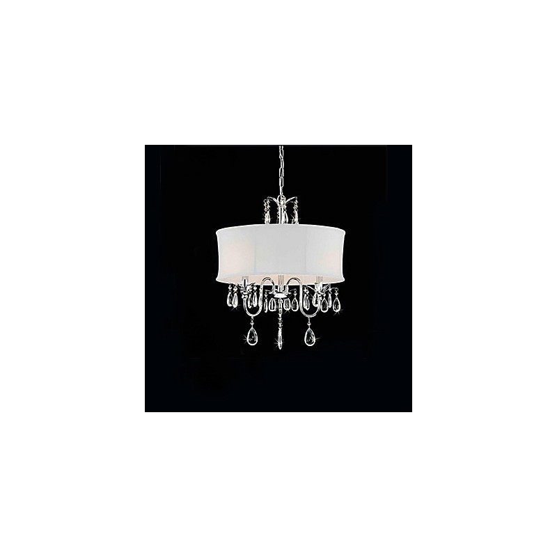 Lampada a sospensione in metallo elettroplaccato mini con paralume in tessuto 60x45 cm