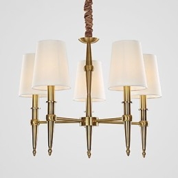 Lampada a sospensione moderna e contemporanea bianca in tessuto, 5 luci E12/E14